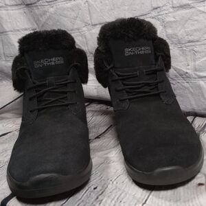 Skechers Women's Suede Lace Up Boots Womens Size 9 Black